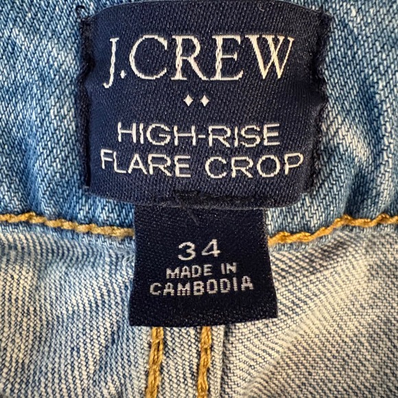 J. Crew High-Rise Flare Crop Jeans Distressed Denim Light Wash Size 34 - Picture 4 of 7
